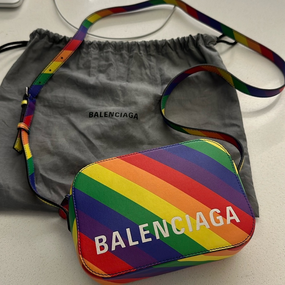 Balenciaga rainbow camera bag